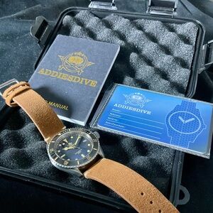 Handsome EUC Addiesdive Automatic Dive Watch w Box/Papers